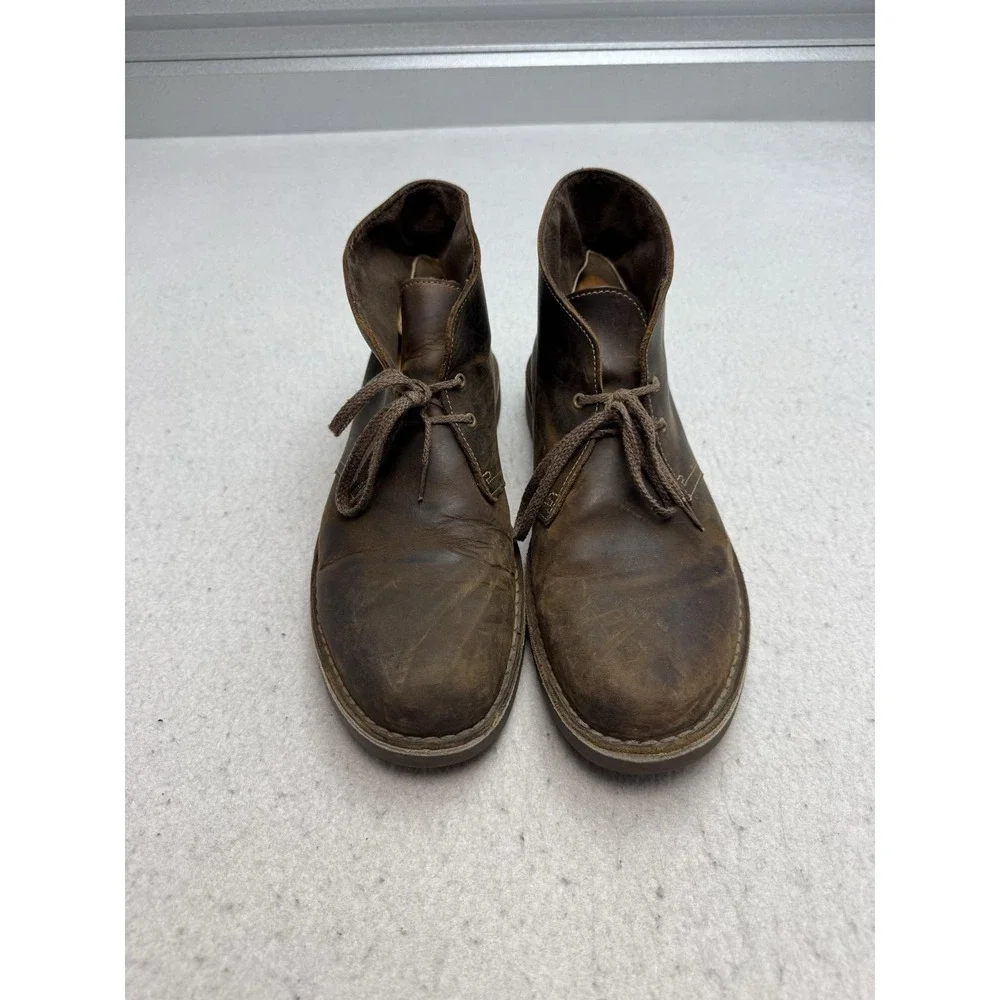 Clarks Chukka Boots Mens Size 11 Brown Leather Ankle Lace Up Round Toe Casual